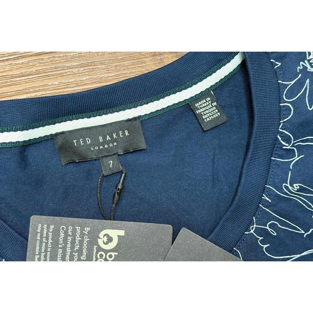 Ted Baker London Mens Tospin Floral AOP T-Shirt Navy Blue Size 7/XXL New - Picture 4 of 8